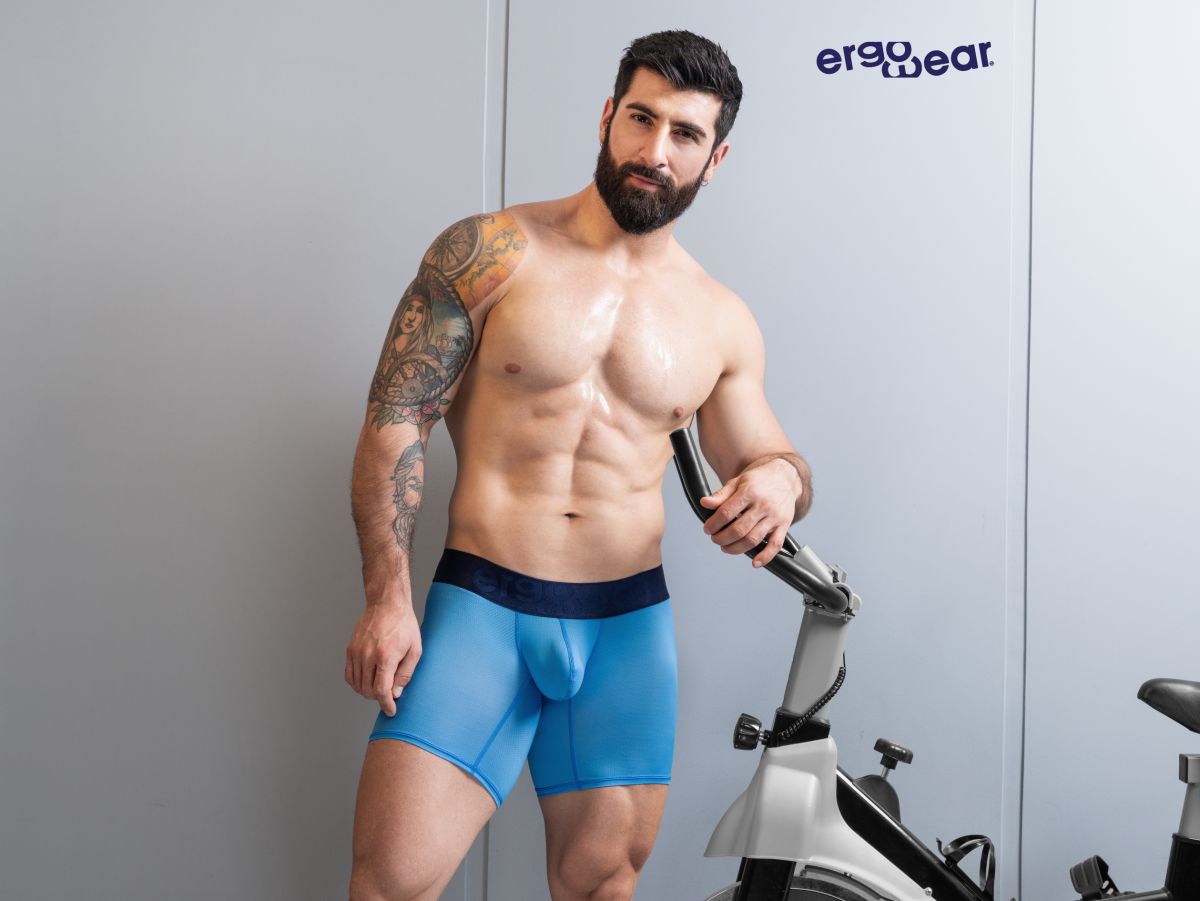 ErgoWear EW1823 MAX BOLD SE Mens Long Leg Boxer Briefs Blue