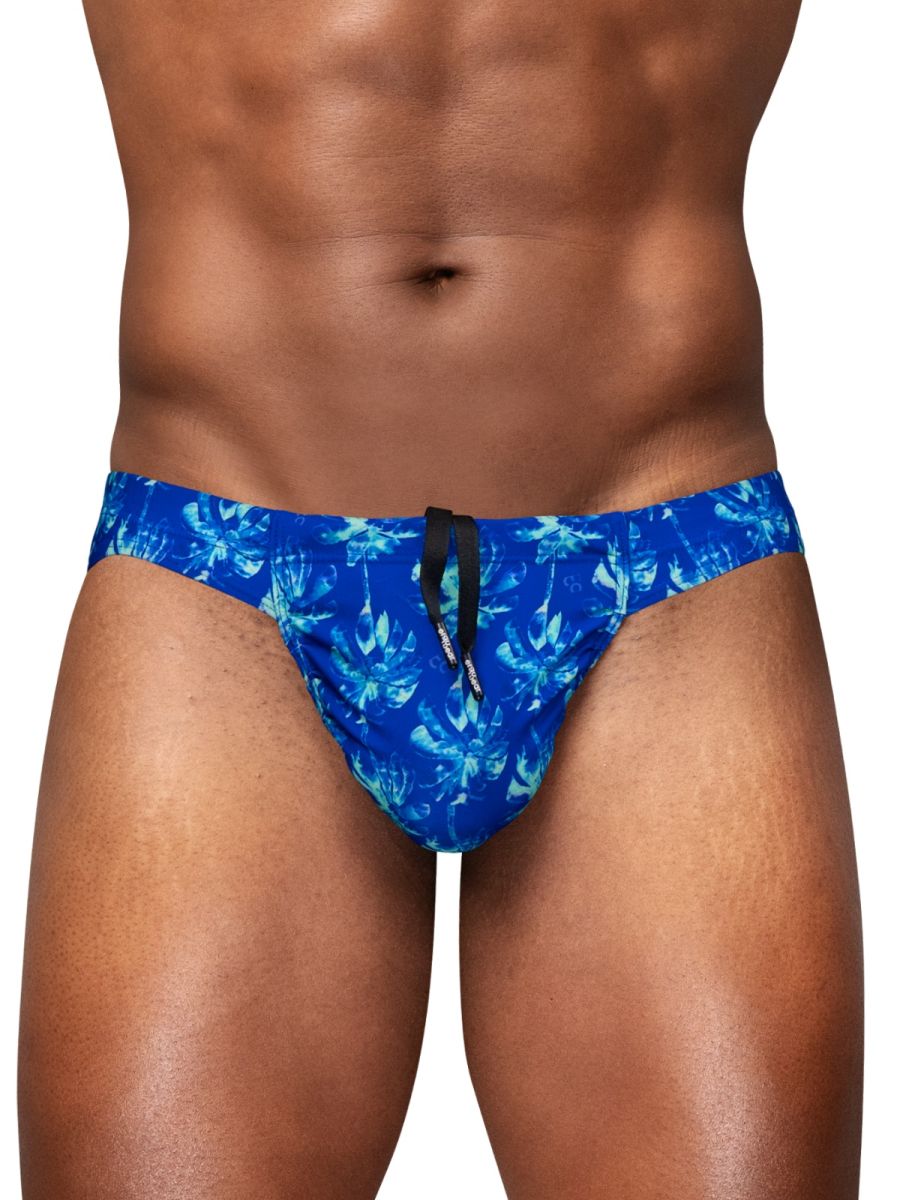 ErgoWear EW1826 Vibrant Abstract Floral Men's Swim Bikini Royal Blue Palms