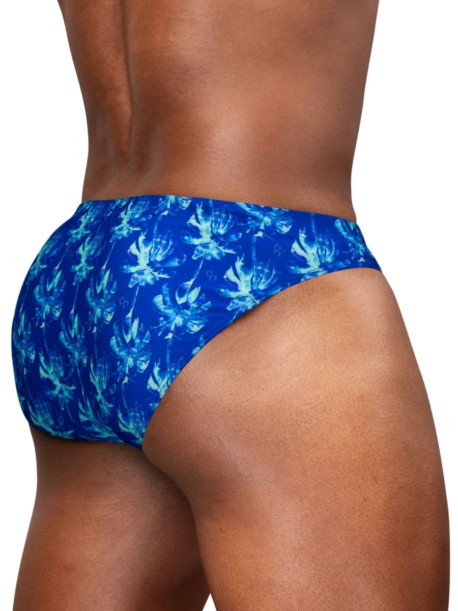 ErgoWear EW1826 Vibrant Abstract Floral Men's Swim Bikini Royal Blue Palms