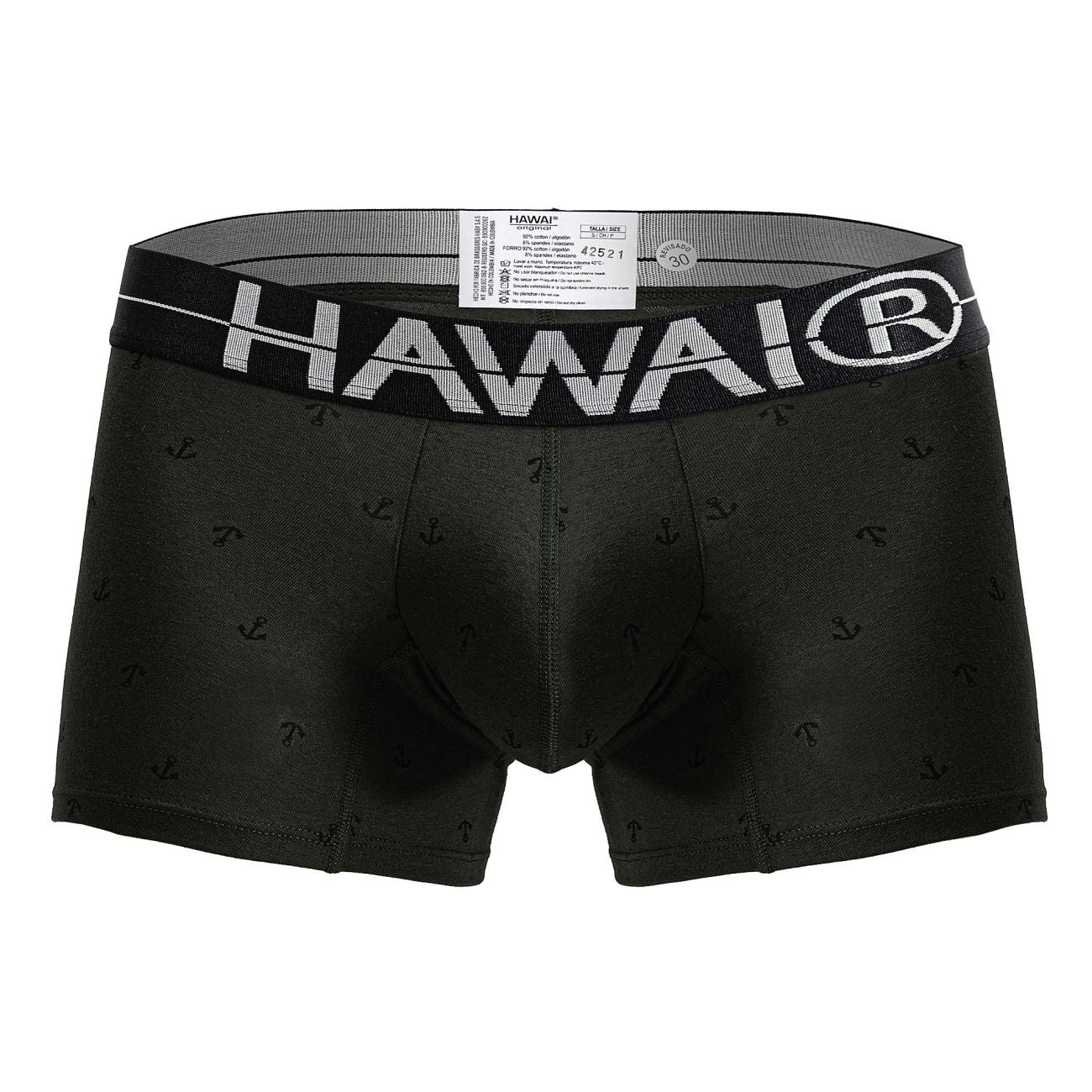 HAWAIR 42521 Cotton Blend Male Snug Fit Trunks Military Green