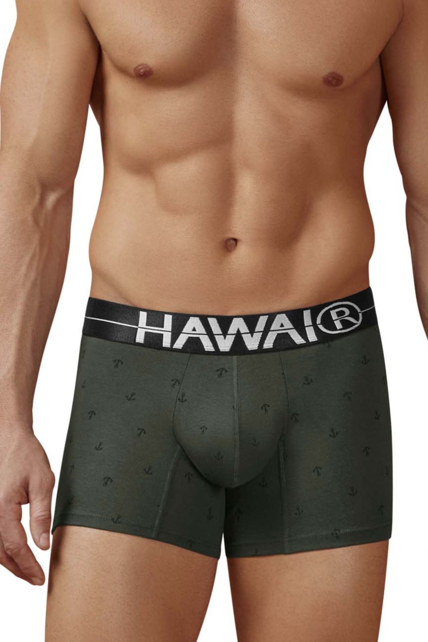 HAWAIR 42521 Cotton Blend Male Snug Fit Trunks Military Green