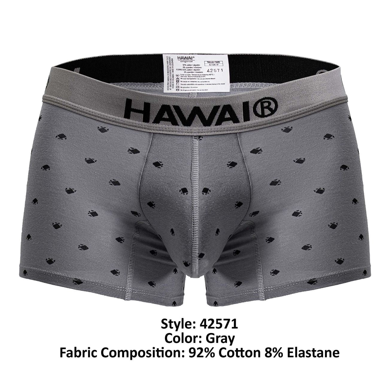 HAWAIR 42571 Cotton Blend Male Daily Wear Trunks Gray