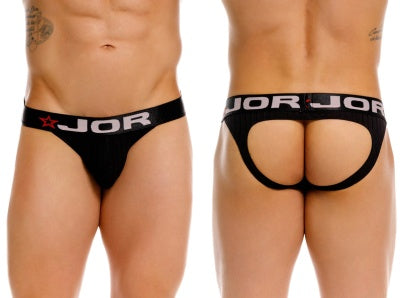 JOR 2332 Cronos Mens Athletic Look Jockstrap Black Plus Sizes