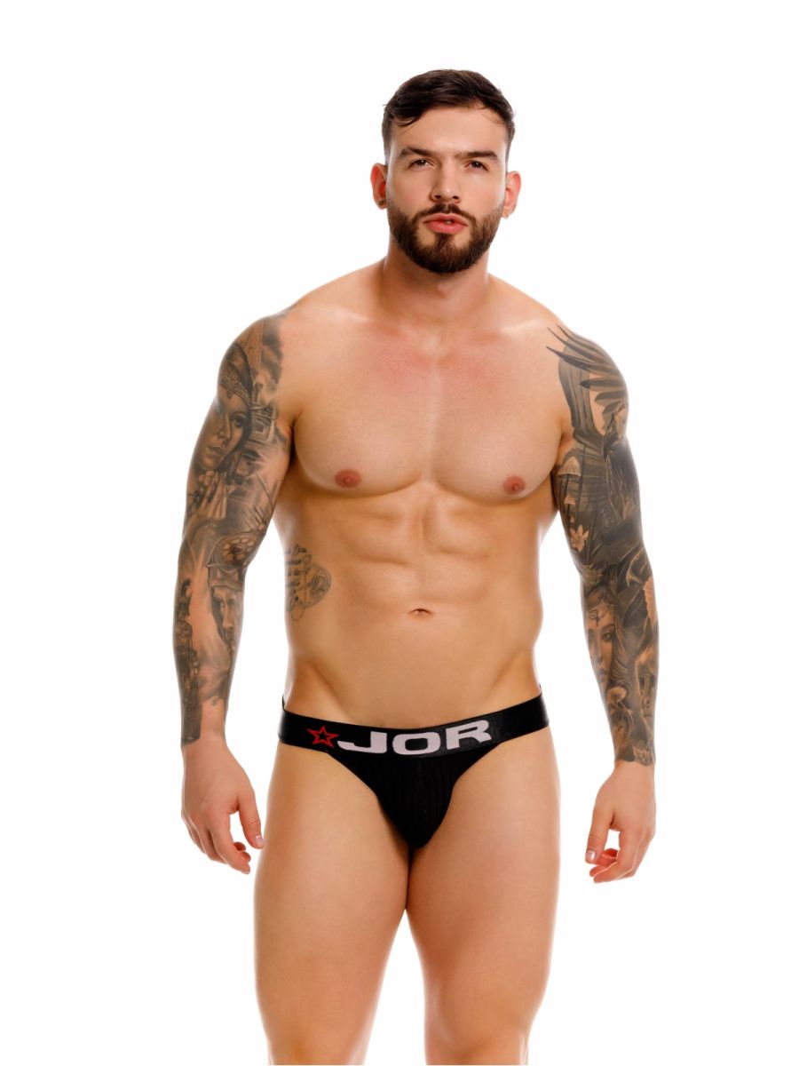 JOR 2333 Cronos Mens Sleek Modern Thongs Black Plus Sizes
