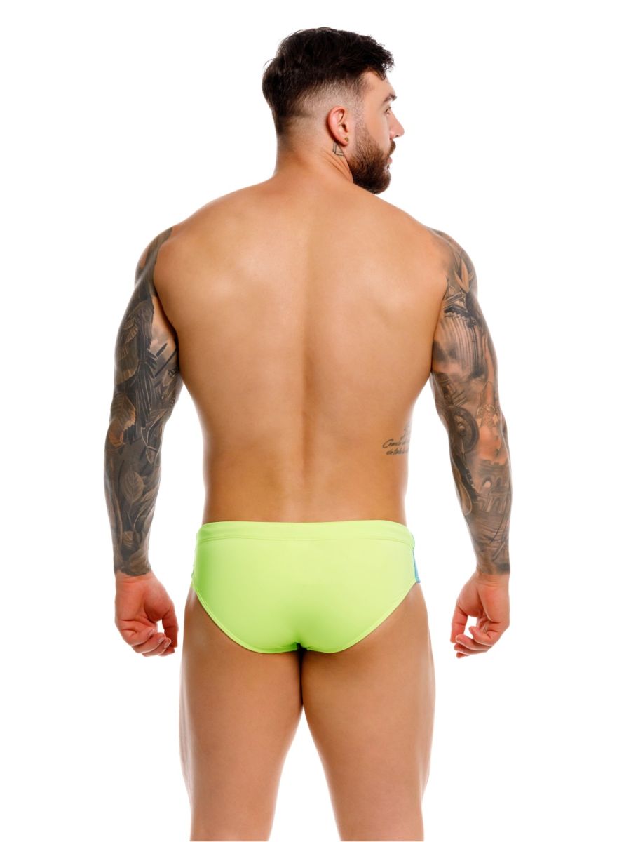 JOR 2384 Mens Neon Wind Swim Briefs with Support Green Plus Sizes