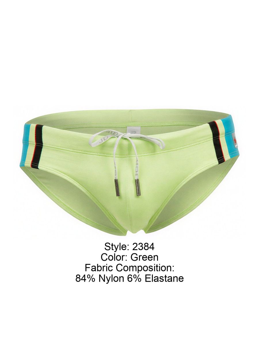 JOR 2384 Mens Neon Wind Swim Briefs with Support Green Plus Sizes