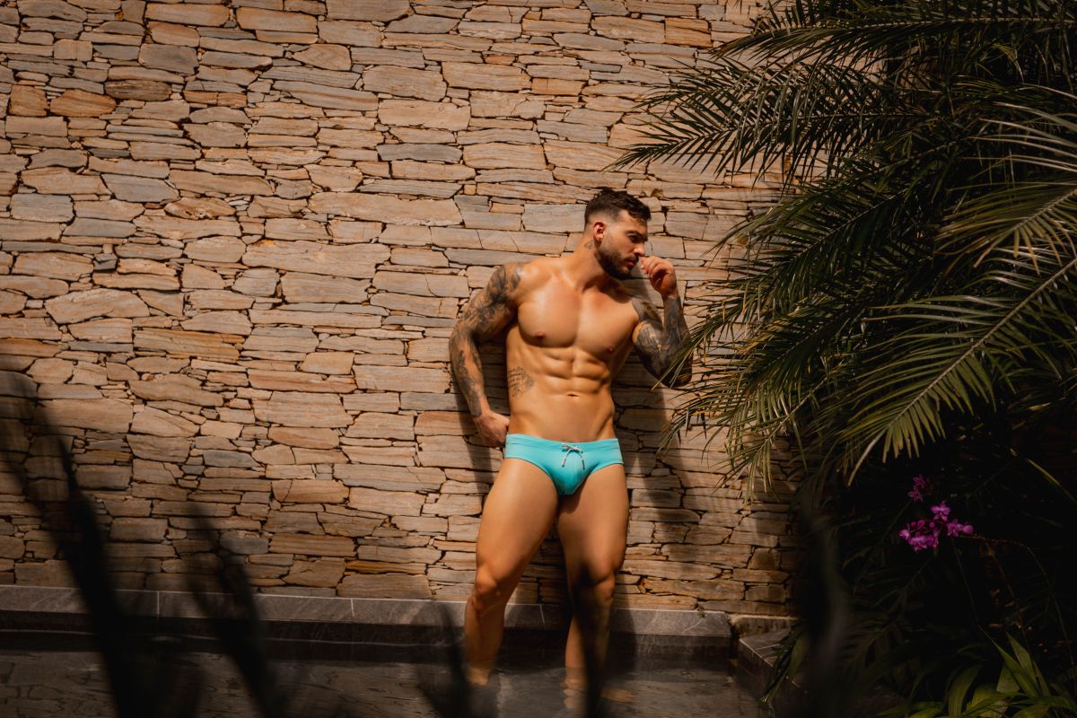 JOR 2387 Mens Pop of Colour Travel Swim Briefs Turquoise Plus Sizes