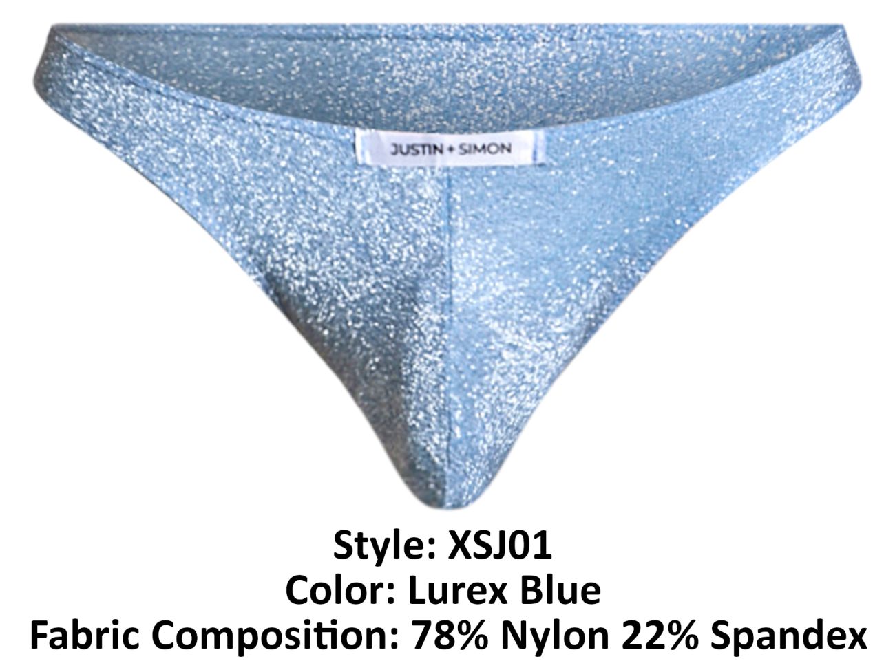 JUSTIN+SIMON XSJ01 Classic Silky Bikini Lurex Blue Plus Sizes