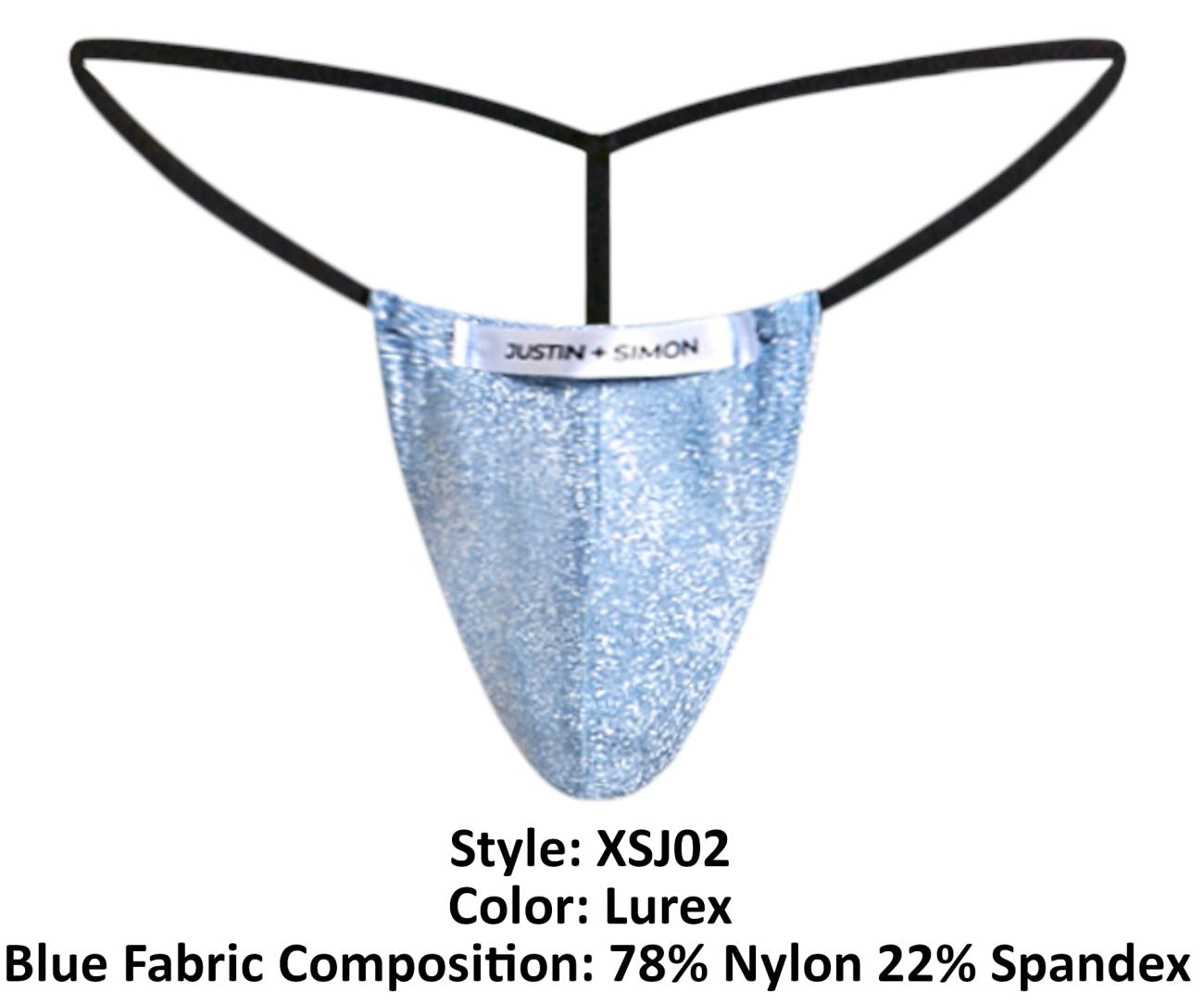 JUSTIN+SIMON XSJ02 Silky G-String Bulge Lurex Blue