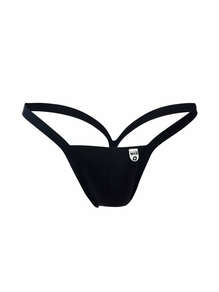 MaleBasics MBL52 Mens Sexy Buns Faux Leather Thongs Black