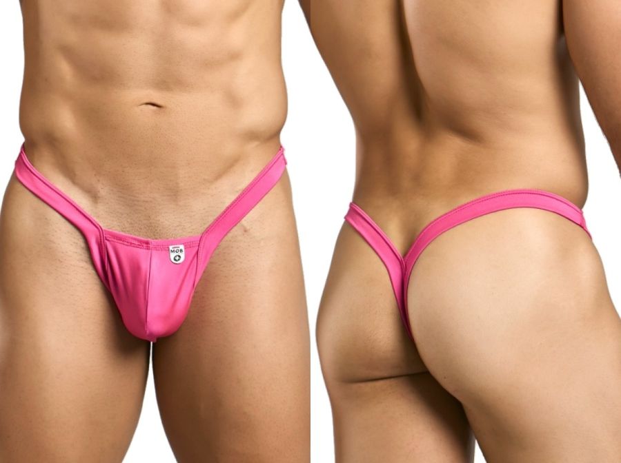 MaleBasics MBL52 Mens Sexy Buns Faux Leather Look Thongs Hot Pink