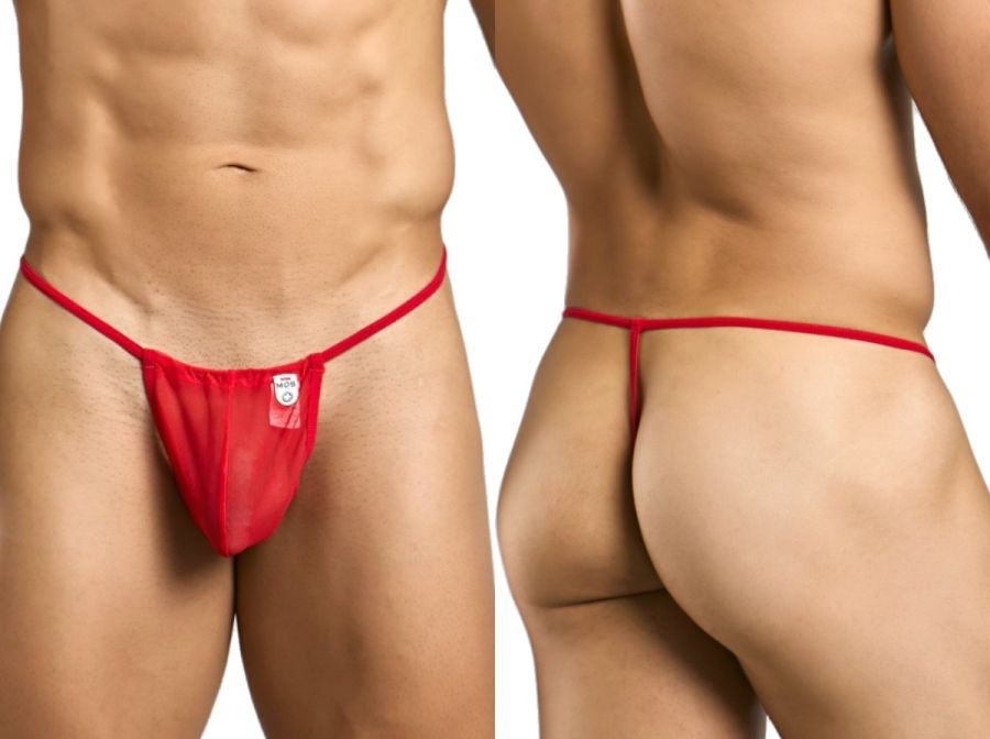 MaleBasics MBL59 Mens Sinful Thongs with Narrow Straps Red Mesh