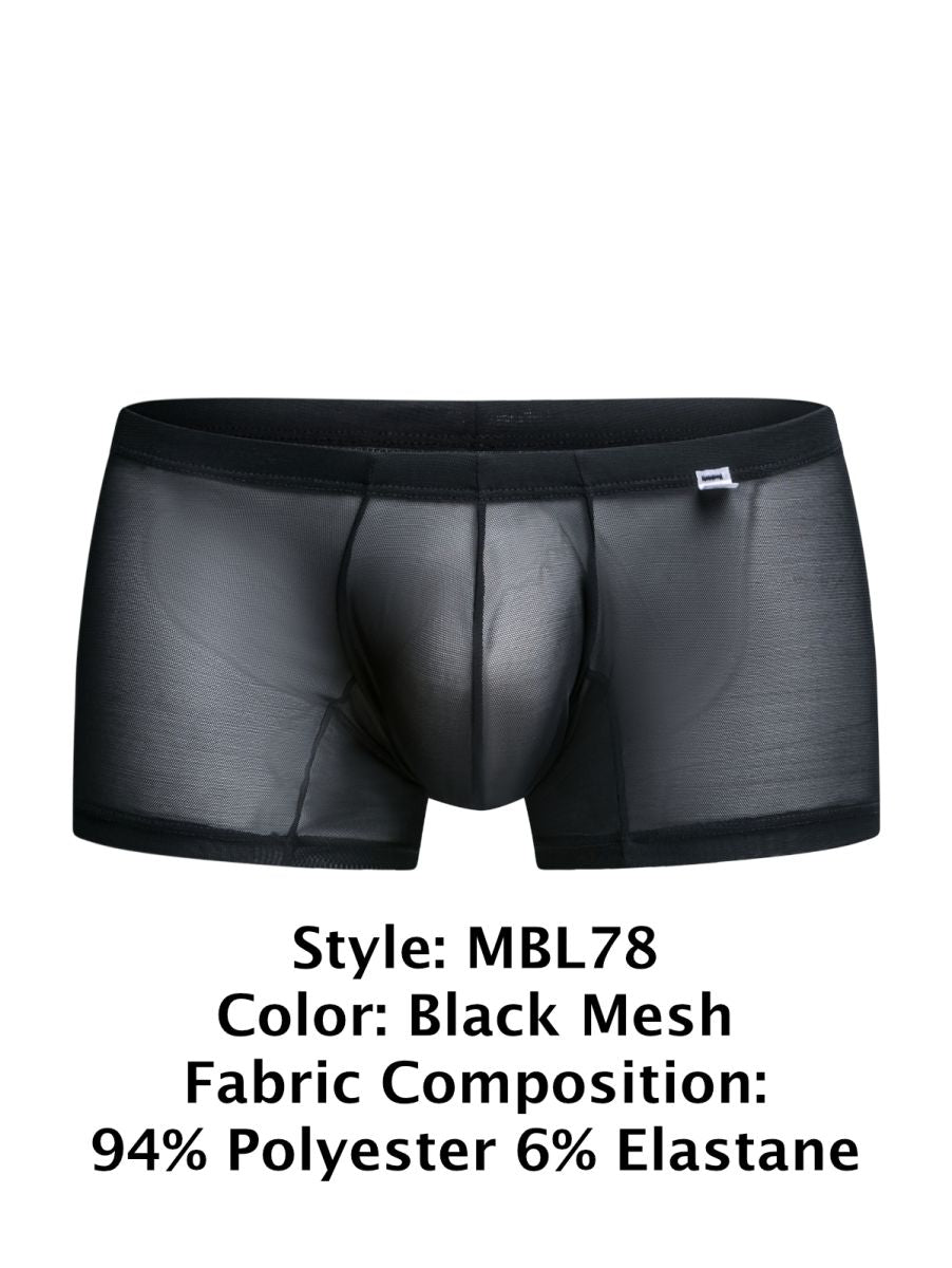 MaleBasics MBL78 Mens Sexy barely There Trunks Black Mesh