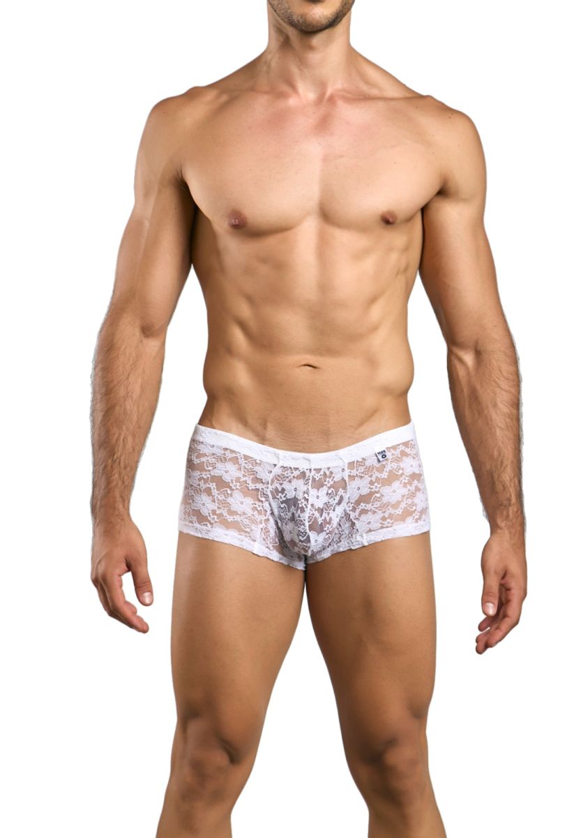 MaleBasics MBL78 Mens Sexy Barely There Trunks White Lace
