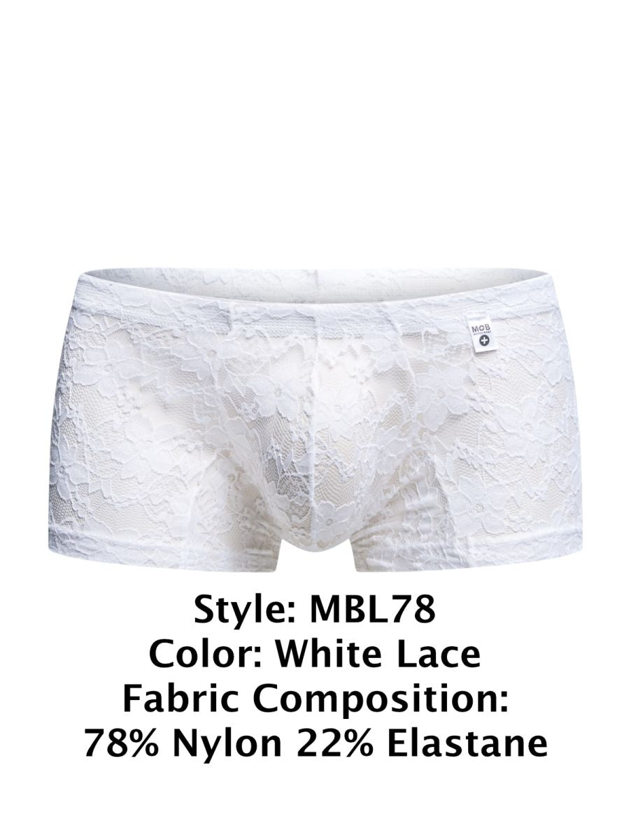 MaleBasics MBL78 Mens Sexy Barely There Trunks White Lace