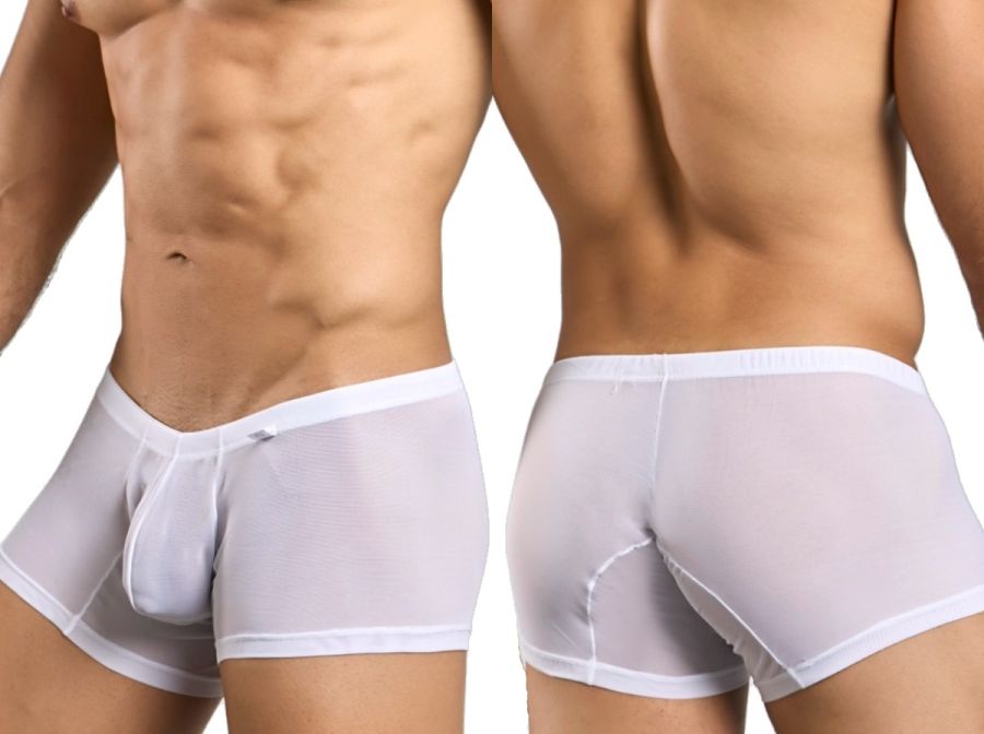 MaleBasics MBL78 Mens Sexy Barely There Trunks White Mesh
