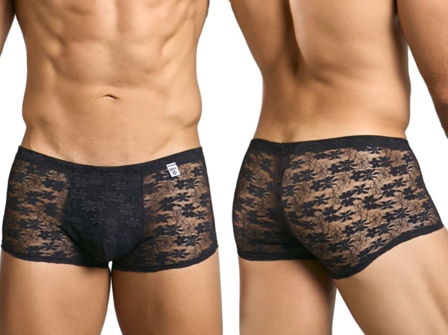 MaleBasics MBL84 Mens Classic Pouch Trunks Black Lace