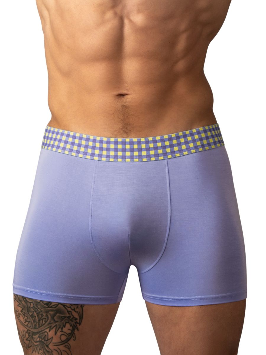 Male Power 161-306 Mens Soft & So Comfy Gingham Boxer Brief Purple