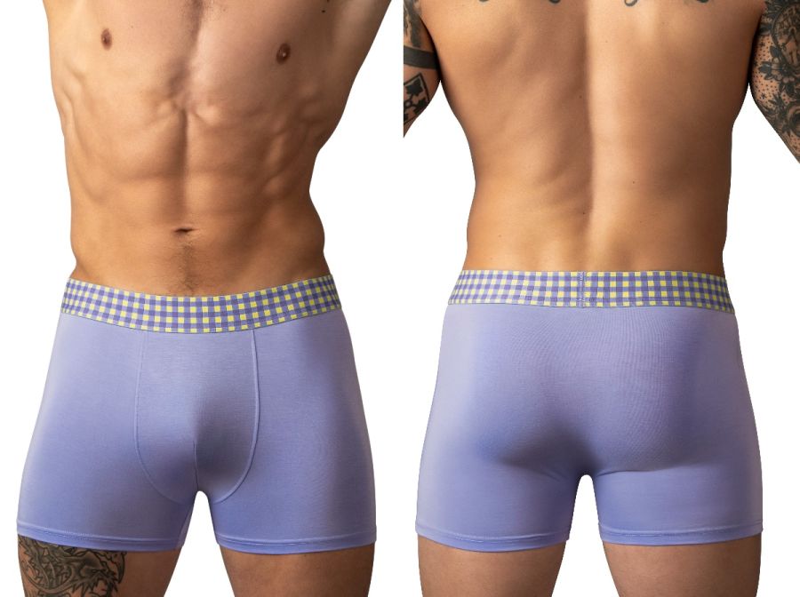 Male Power 161-306 Mens Soft & So Comfy Gingham Boxer Brief Purple