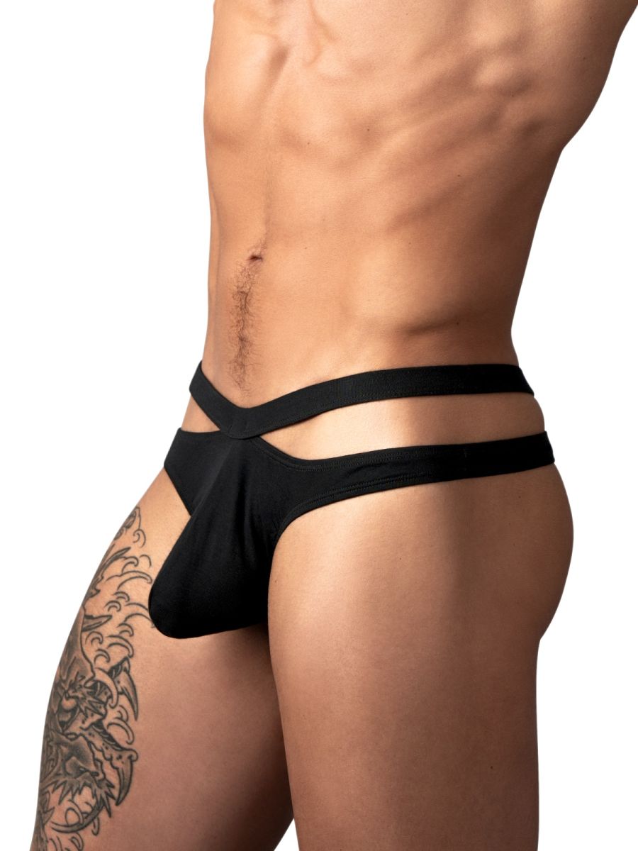 Male Power 237-308 Mens Soft & Eco Cozy Cutout Thong Black