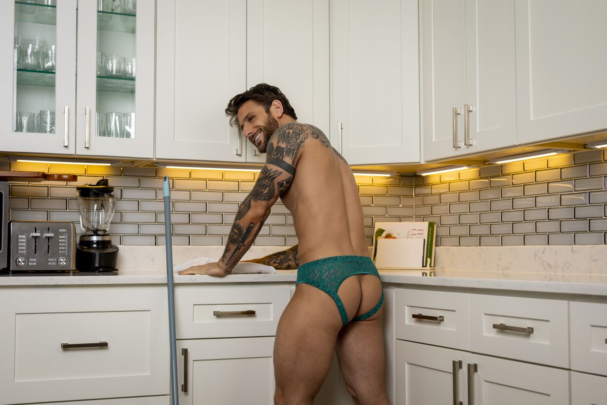 Male Power 330-305 Mens Lace Ripple Moon Jock Teal