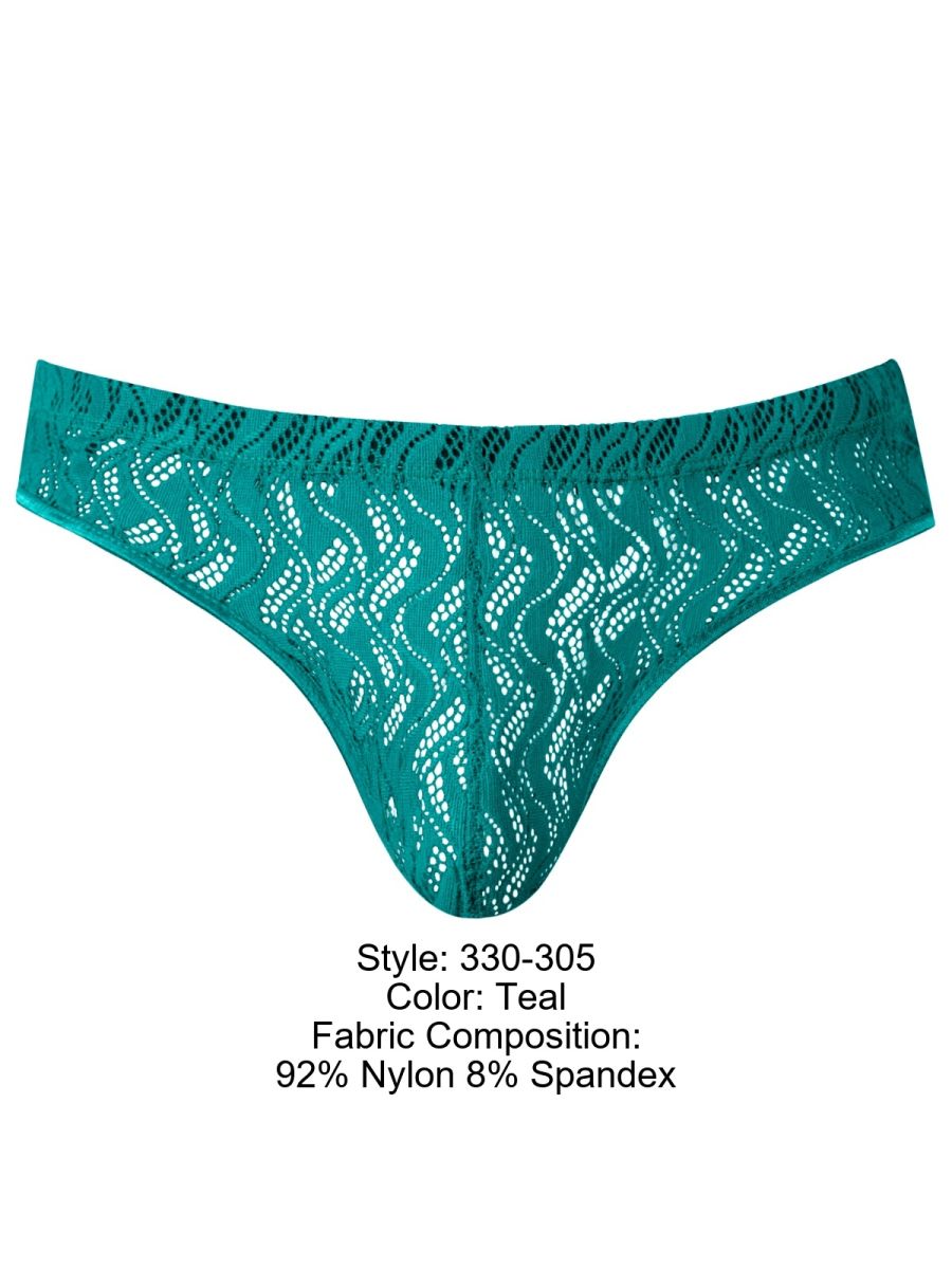 Male Power 330-305 Mens Lace Ripple Moon Jock Teal