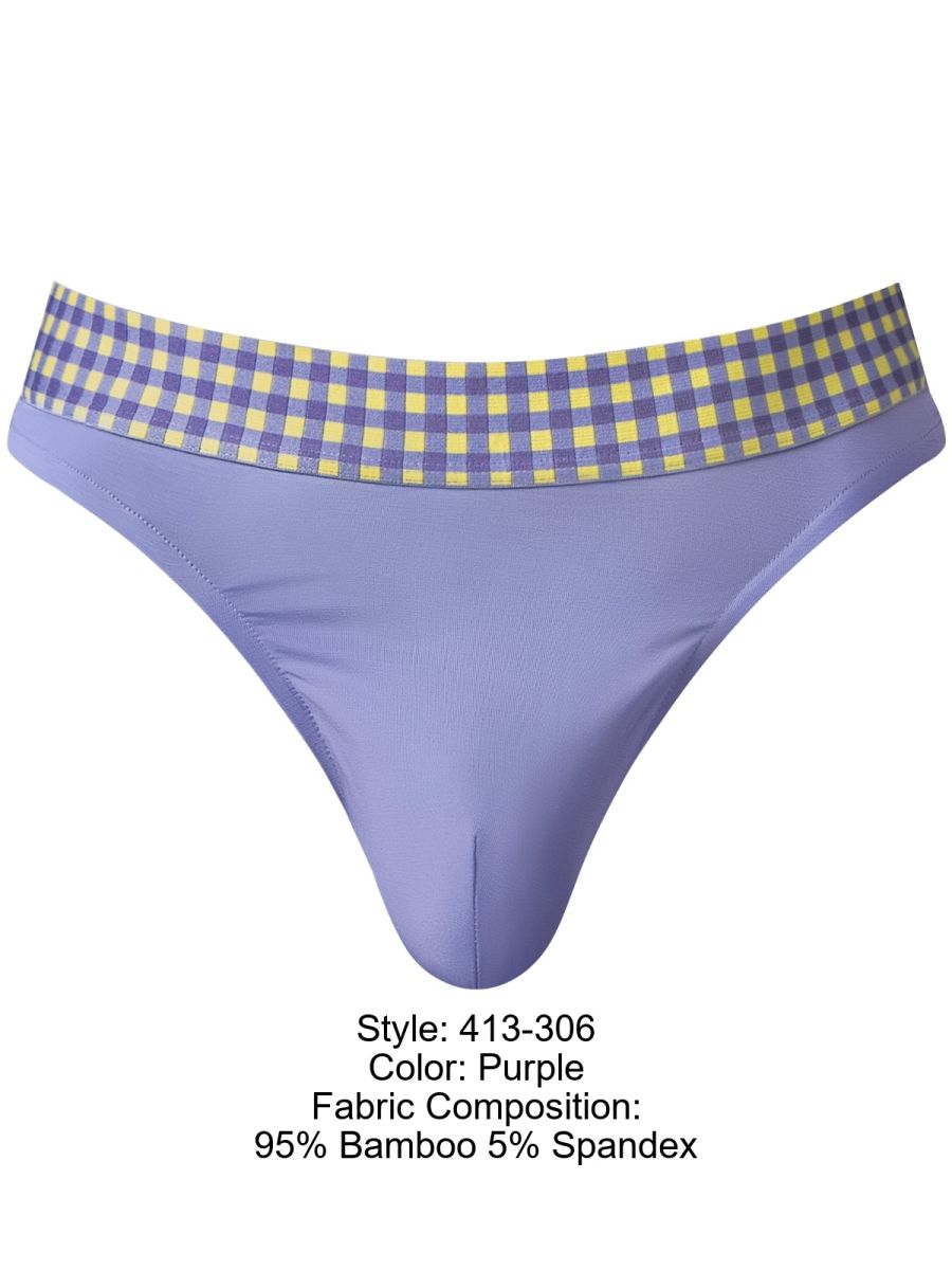 Male Power 413-306 Mens So Comfy Gingham Thong Purple