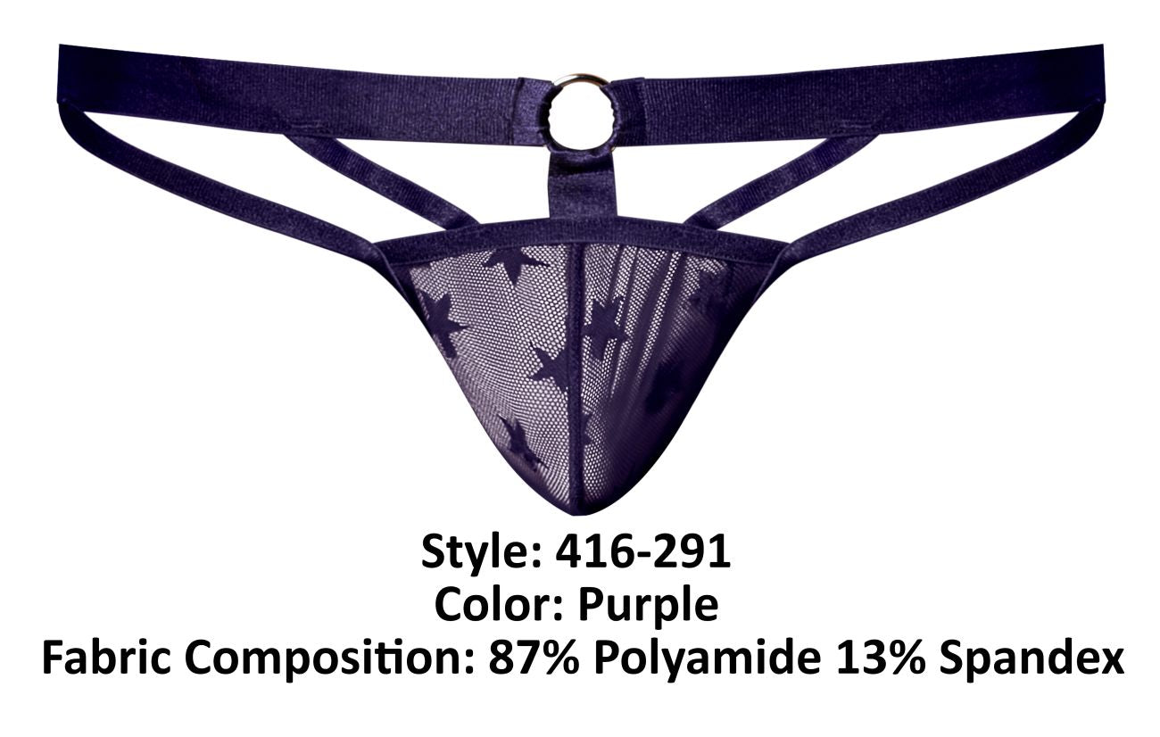 Male Power 416-291 Love Star Thong with Ring Purple