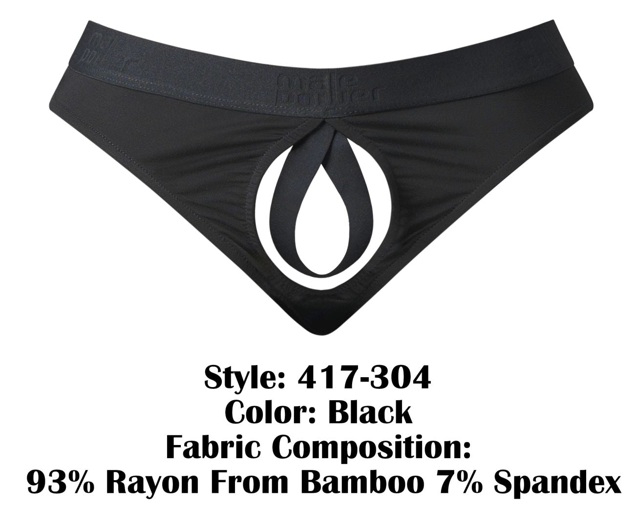 Male Power 417-304 Male Open Ended Thong Black