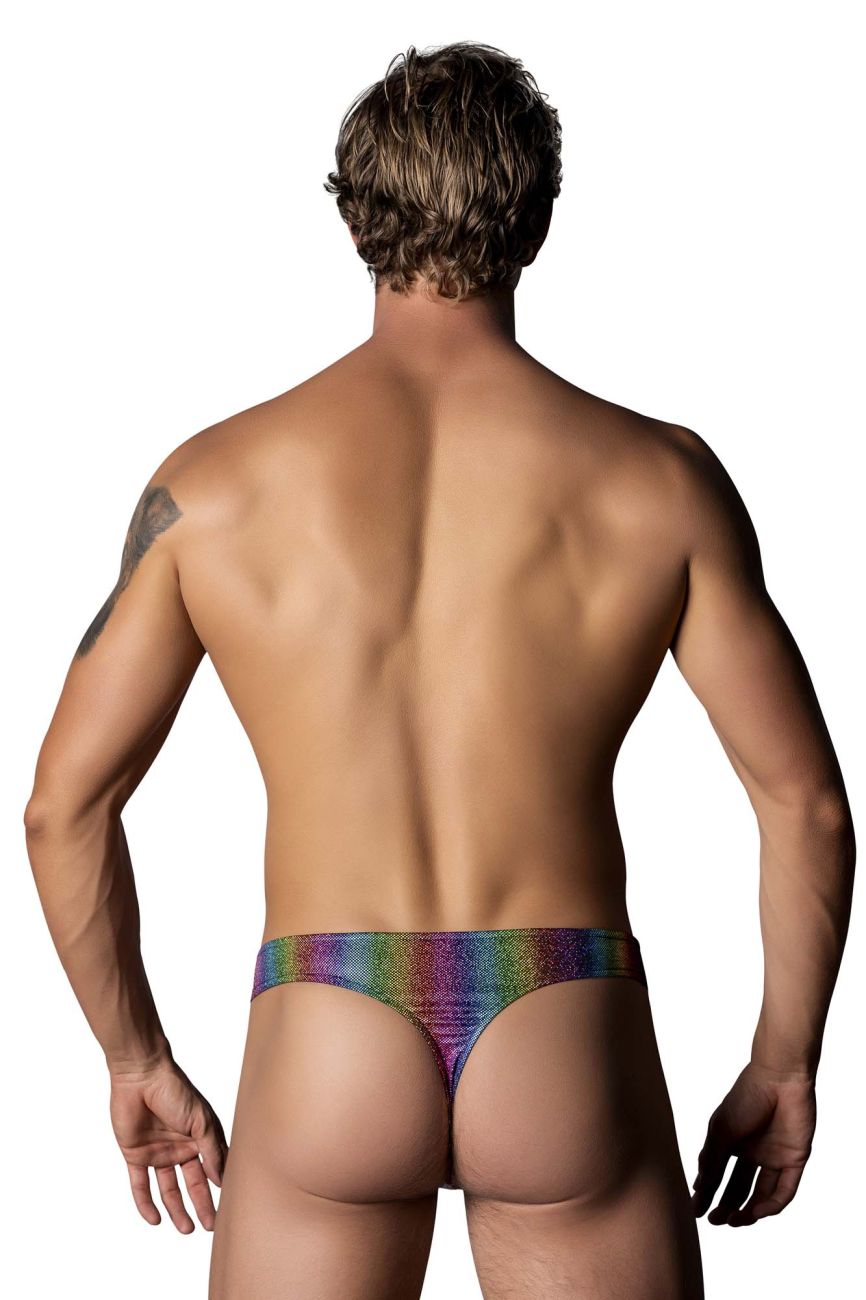 Male Power 421-297 Pack N Play Thong with Front Condom Pouch Rainbow