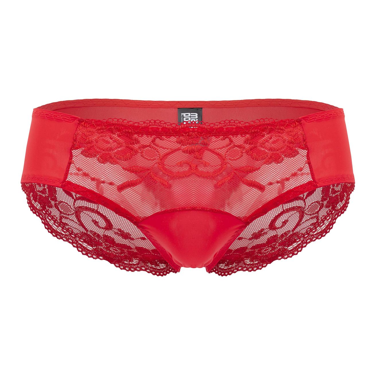 Male Power 492-280 Sassy Lace Bikini Solid Pouch Red