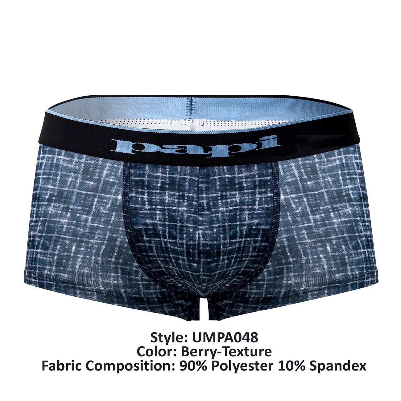 Papi UMPA048 Microflex Brazilian Trunks Blue-Texture