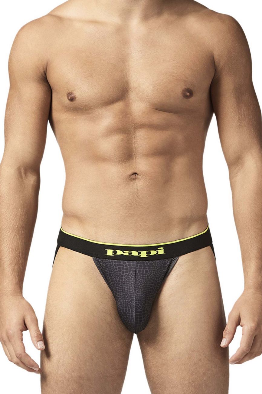 Papi UMPA049 Microflex Jockstrap Charcoal-Leopard