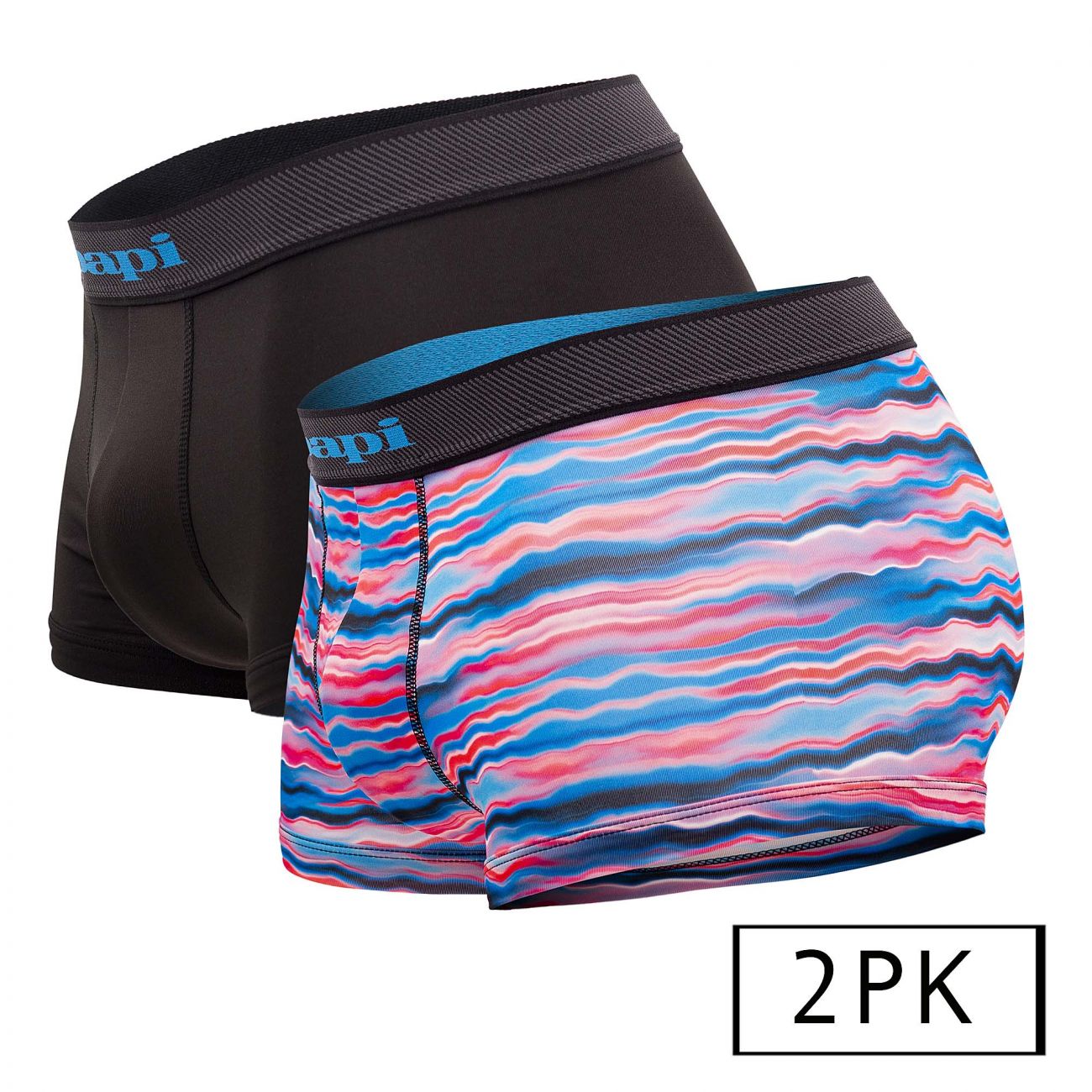 Papi UMPA076 2PK Microflex Brazilian Trunks Waves-Black