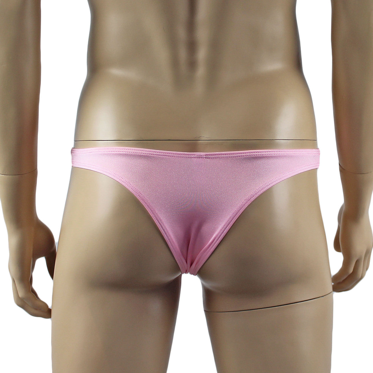 Male Penny Lingerie Stretch Spandex Capri Bikini with Lace Light Pink