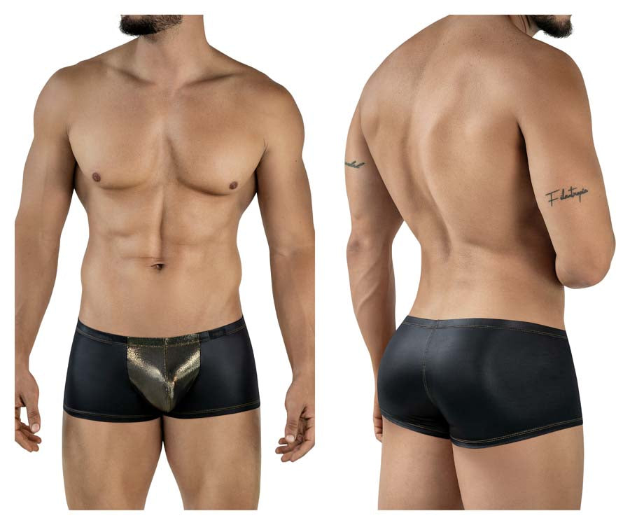 Pikante 2120 Glitters Mens Metallic Gold Front Trunks Black