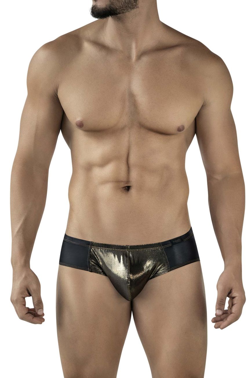 Pikante 2122 Glitters Mens Metallic Gold Front Briefs Black