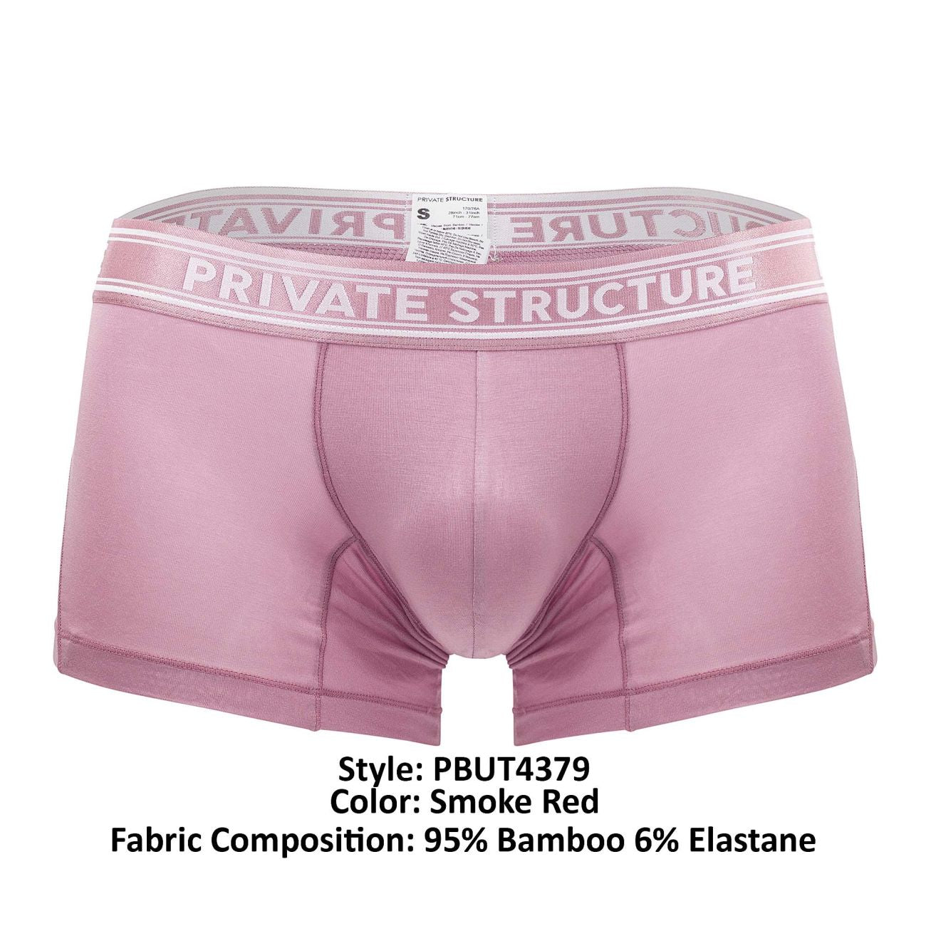 Private Structure PBUT4379 Bamboo Mid Waist Trunks Smoke Red