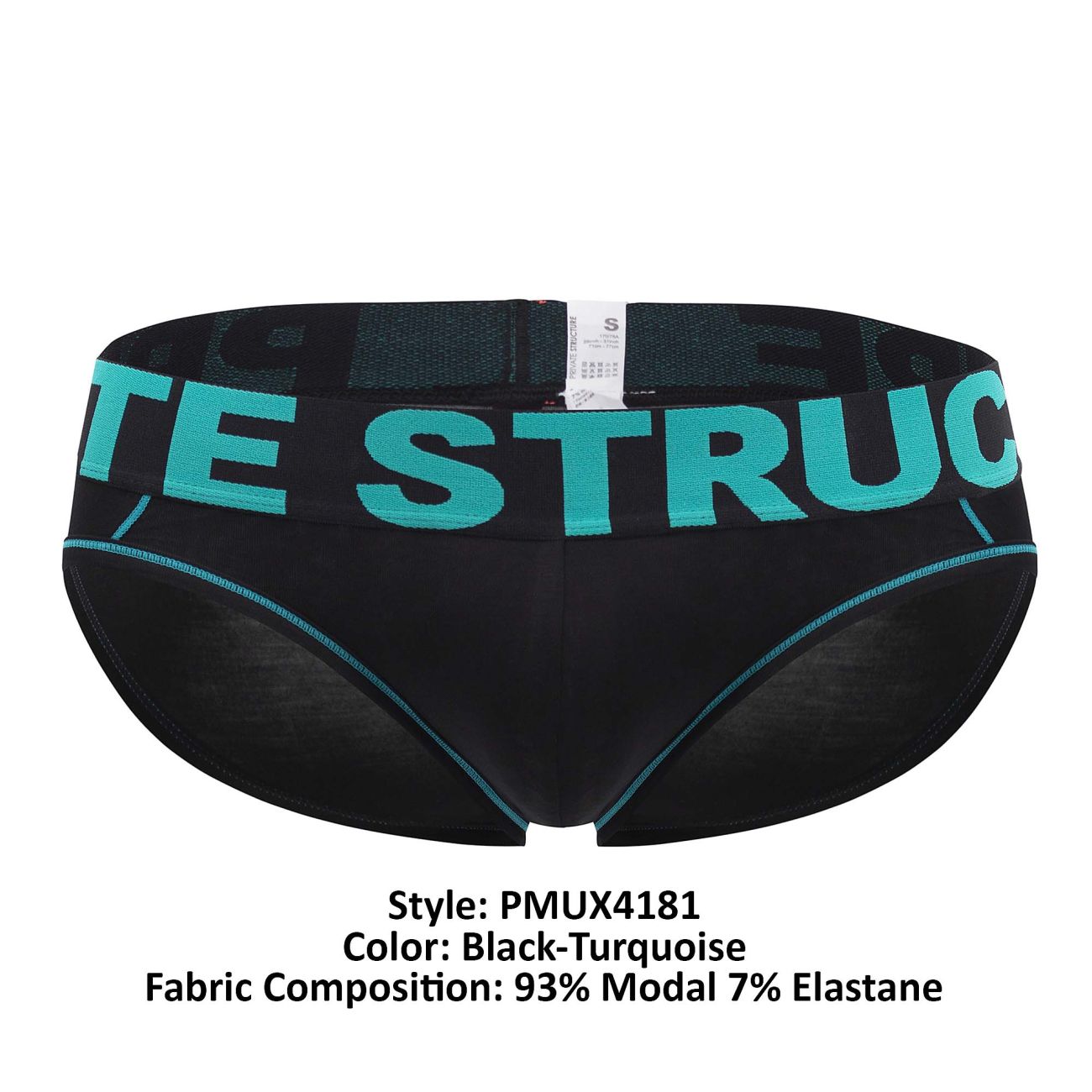 Private Structure PMUX4181 Modality Mini Briefs Black Turquoise