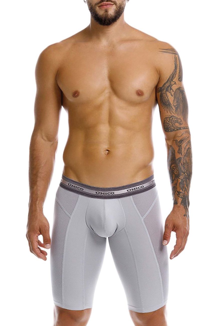 Unico 25040100323 Albaricoque Mens Long Leg Boxer Briefs Gray