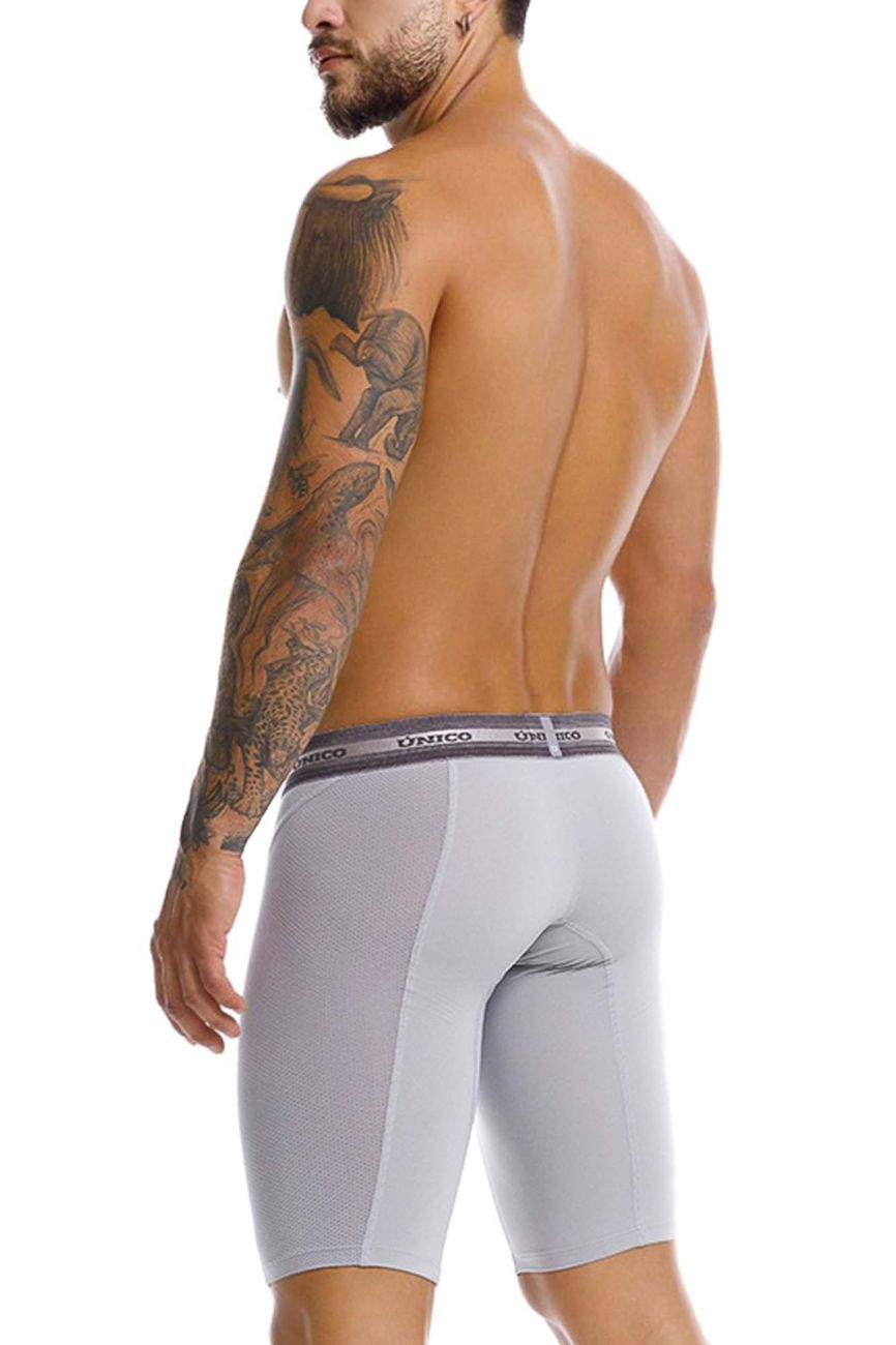 Unico 25040100323 Albaricoque Mens Long Leg Boxer Briefs Gray