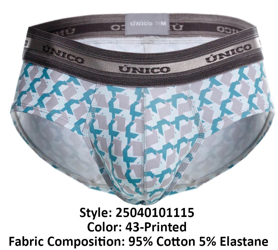 Unico 25040101115 Mens Comfortable Caterva Briefs White Printed