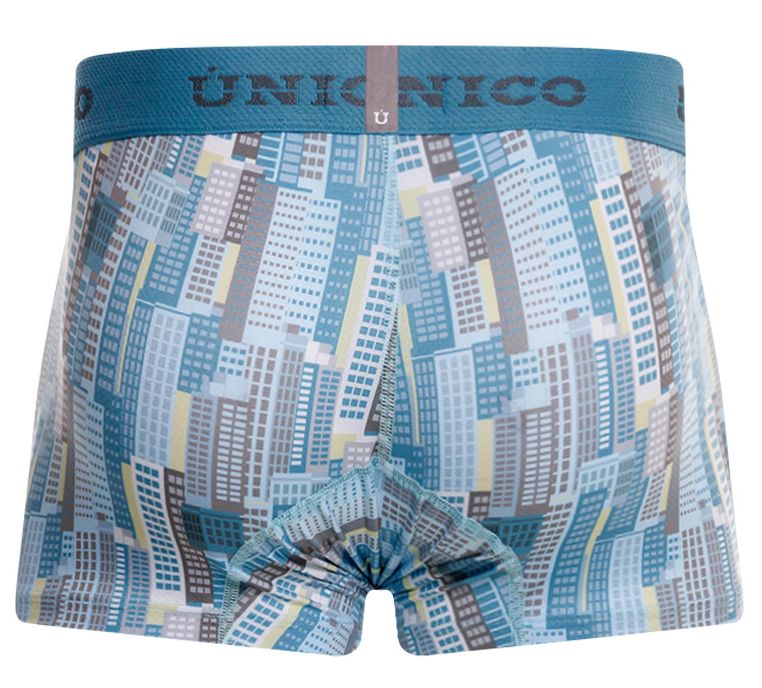 Unico 26020100103 Ocarina Mens Cool Geometric Print Trunks Blue Plus Sizes