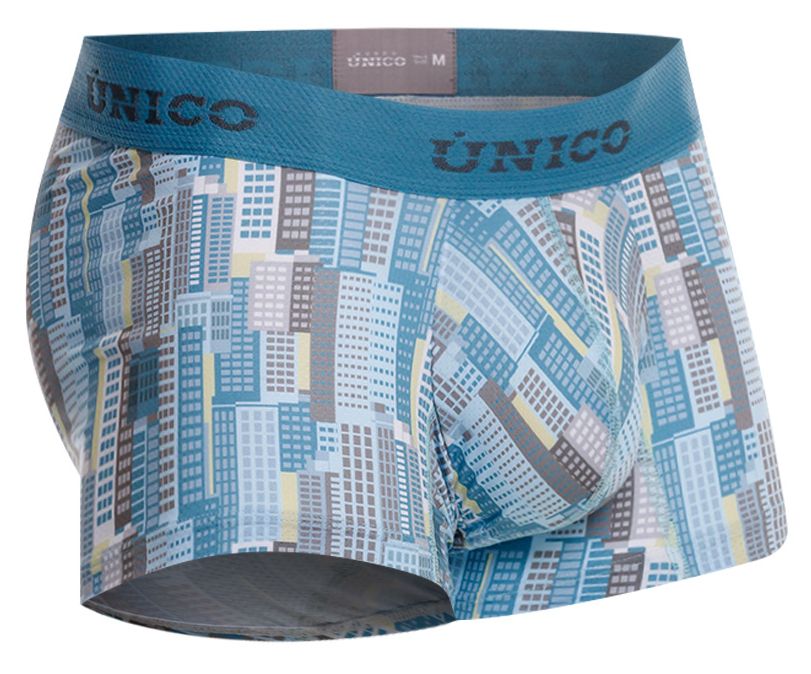Unico 26020100103 Ocarina Mens Cool Geometric Print Trunks Blue Plus Sizes