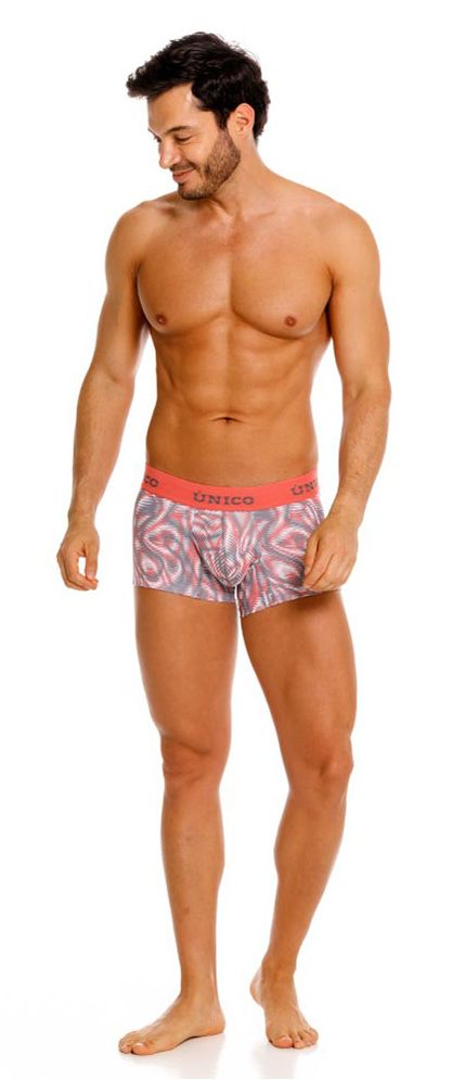 Unico 26020100116 Acanalado Mens Modern Swirl Print Trunks Pink Plus Sizes