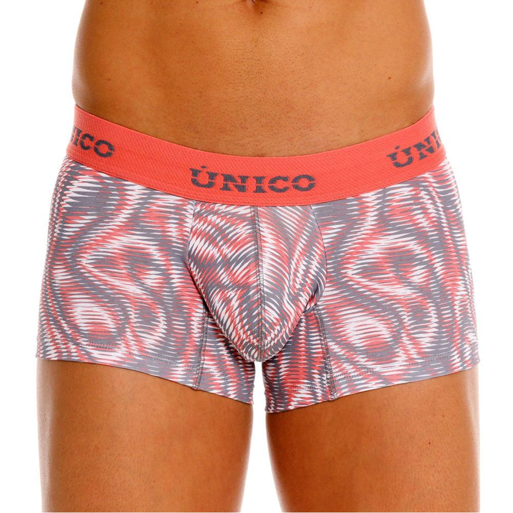 Unico 26020100116 Acanalado Mens Modern Swirl Print Trunks Pink Plus Sizes