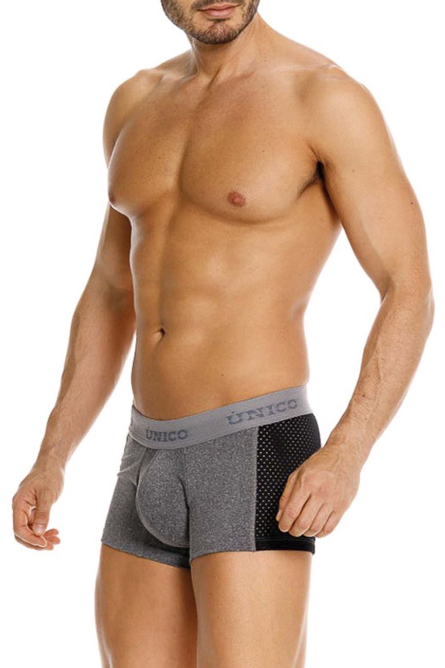 Unico 26020100121 Brio Male Power Up Your Everyday Trunks Gray  Plus Sizes