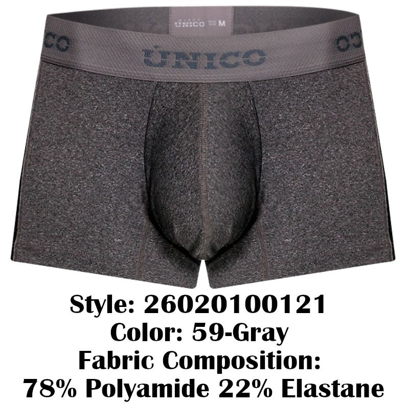 Unico 26020100121 Brio Male Power Up Your Everyday Trunks Gray  Plus Sizes