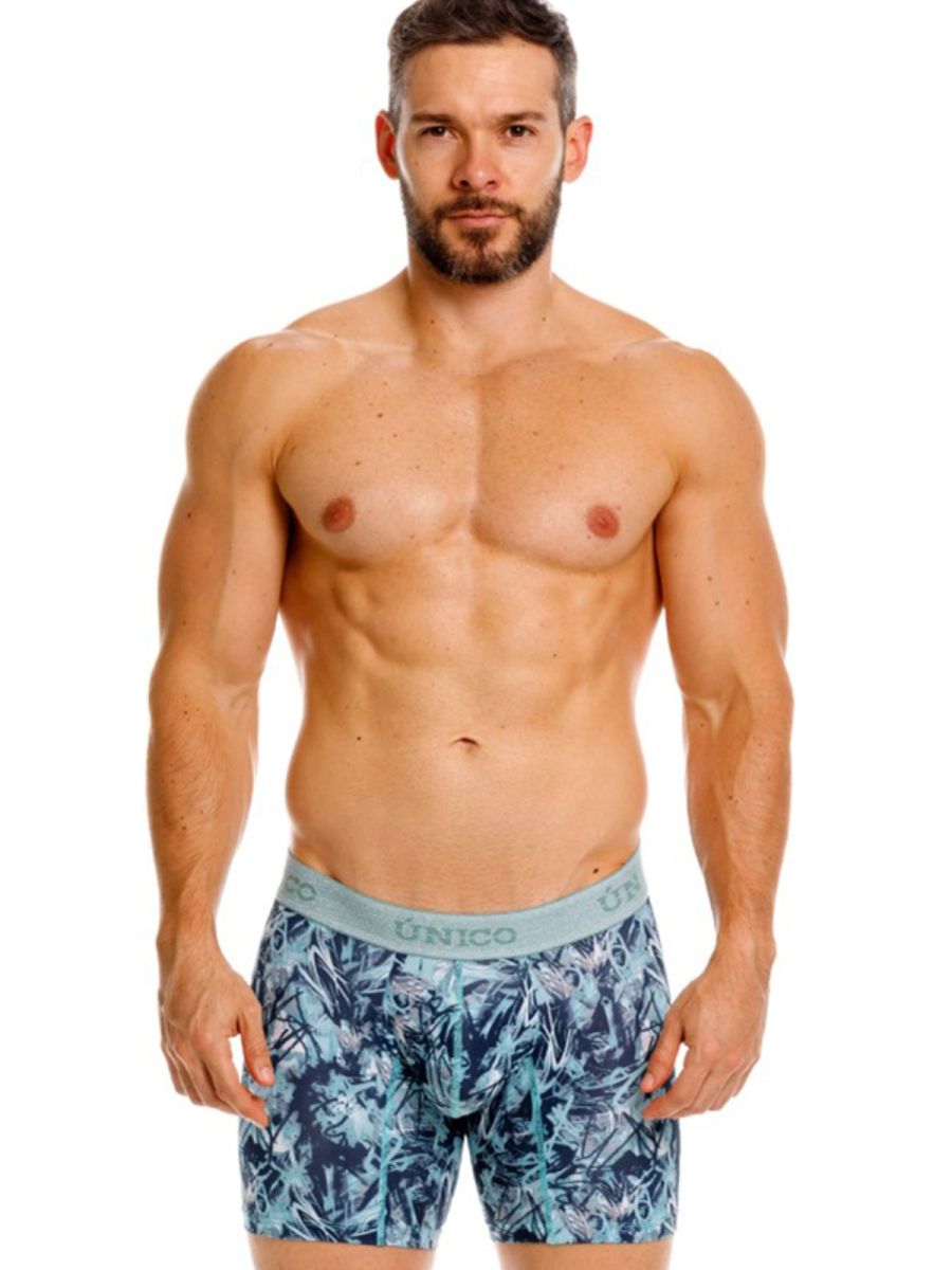 Unico 26040100212 Tags Boxer Briefs in Color Blue Print Plus Sizes
