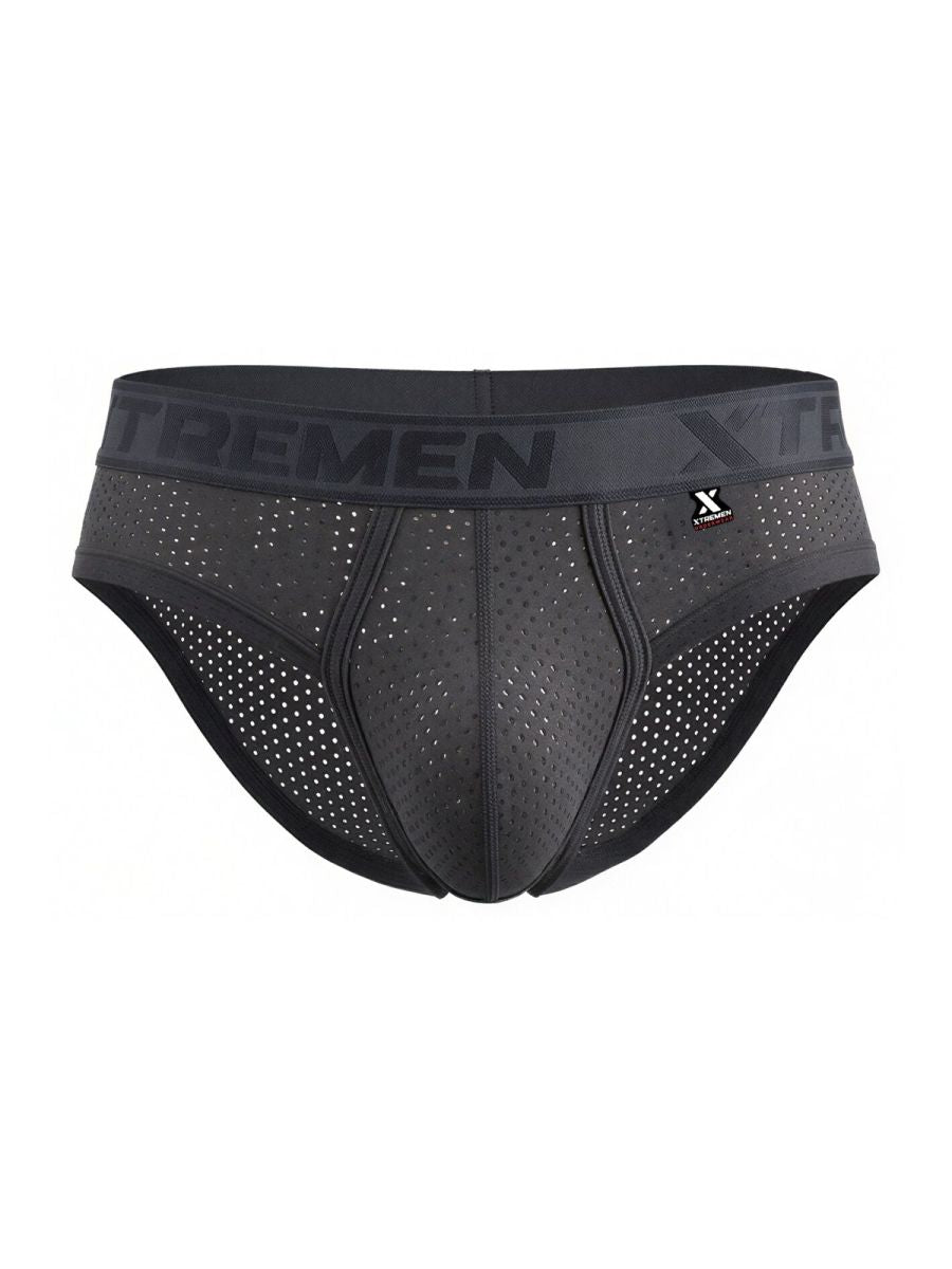 Xtremen 91250 XTREMEN Mens Athletic Performance Mesh Briefs Gray